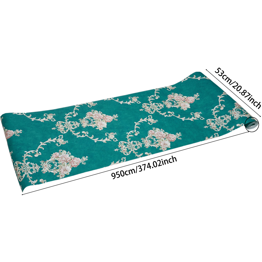 Living and Home Damask Pattern Rectangle 3D Embossed Dark Green Non-Pasted Wallpaper Image 8