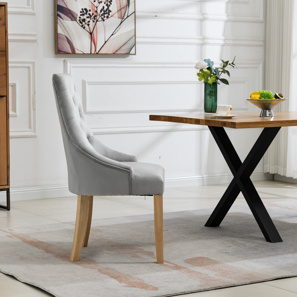 Artemis Home Ravenna Set of 2 Silver Velvet Dining Chair Image 4