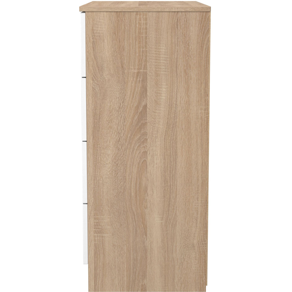 Crowndale Contrast 4 Drawer White Matt and Bardolino Oak Chest of Drawers Ready Assembled Image 3