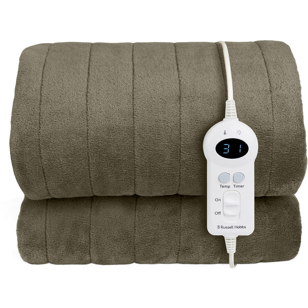 Russell Hobbs Green Sherpa and Microfleece Heated Throw with Controller 130 x 180cm Image 1