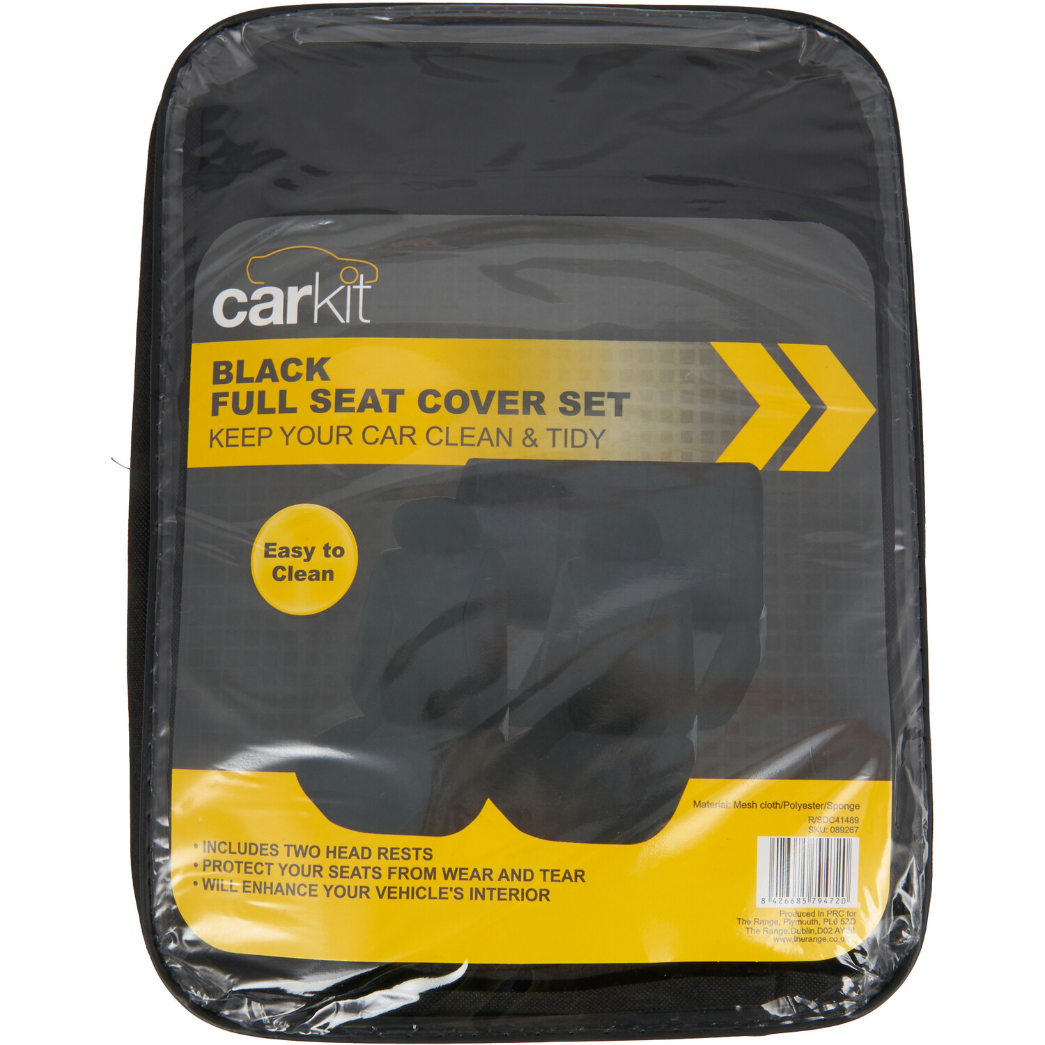 Carkit Full Seat Cover Set - Black Image 1