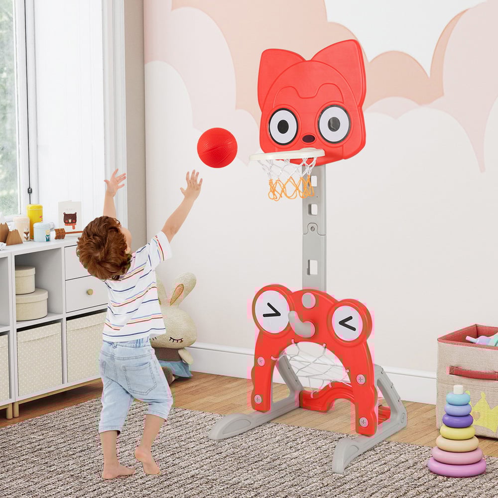 Costway Toddler Basketball Hoop with Rim and Soccer Goal Image 2