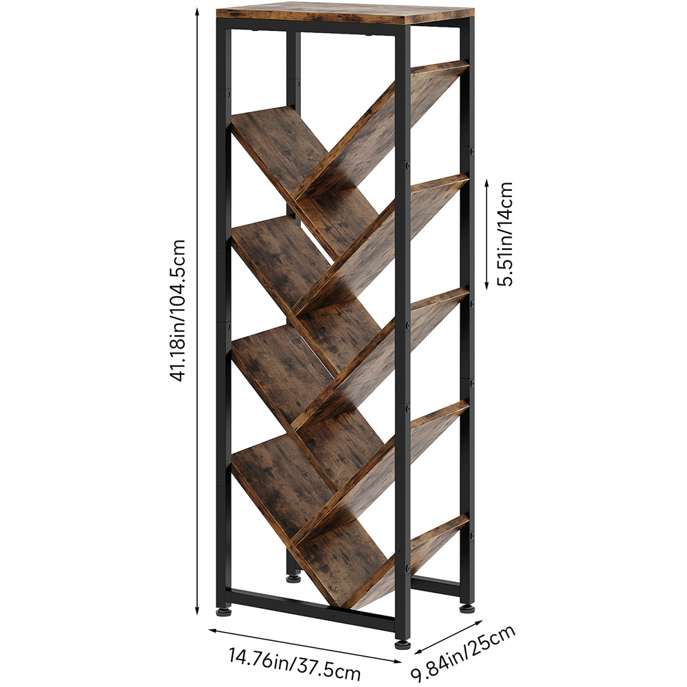 Living and Home 9 Shelf Black and Dark Wood Freestanding Tree Bookcase Image 9