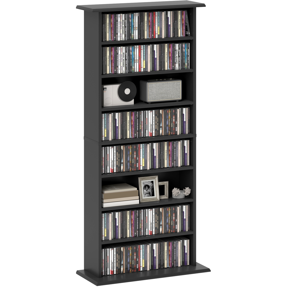 Portland 8 Shelf Black Media Storage Unit Image 2