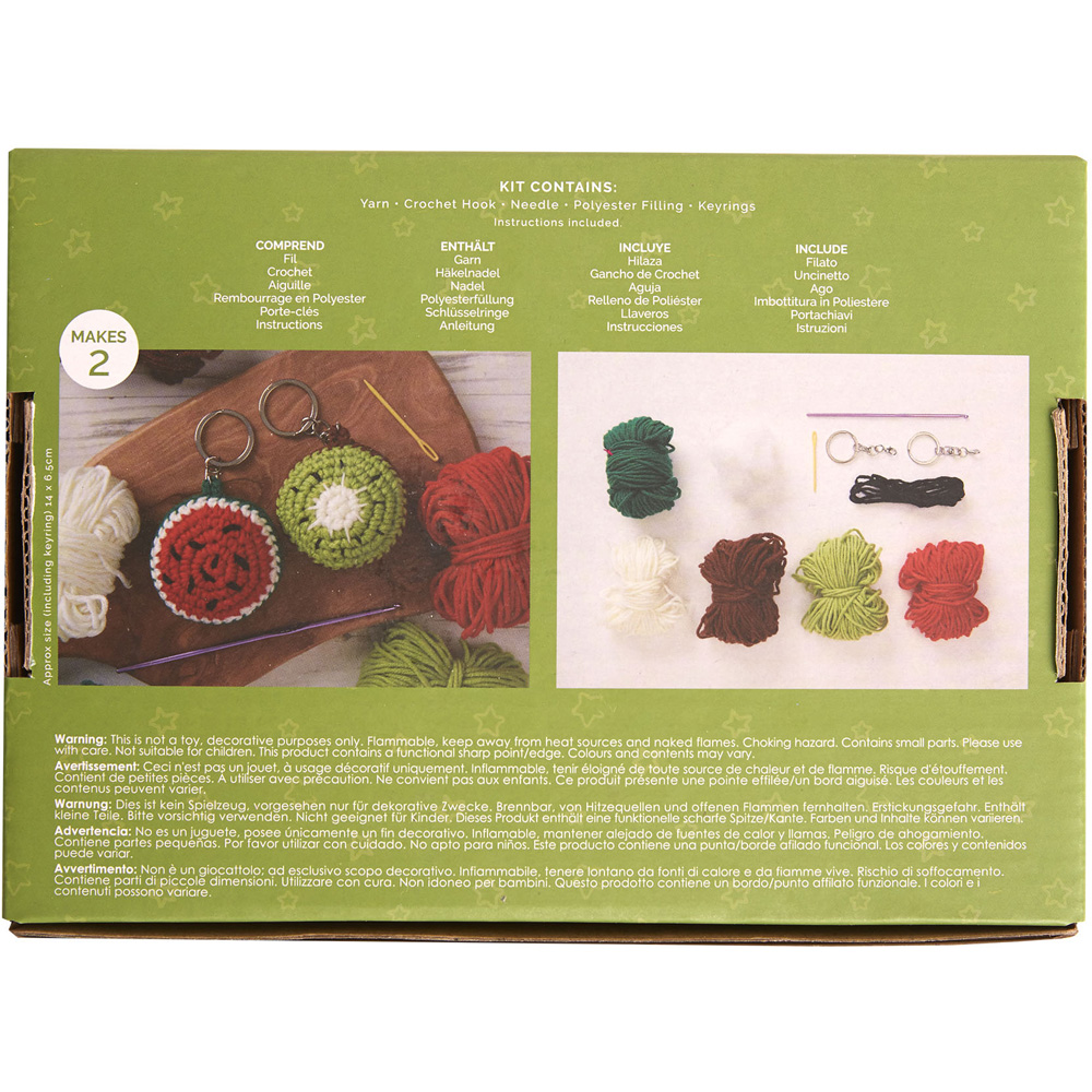 Simply Make Kiwi and Melon Key Ring Crochet Craft Kit Image 5