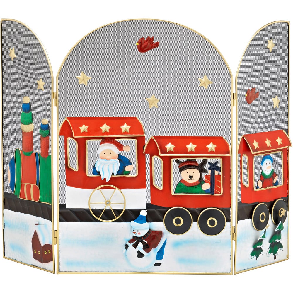 The Christmas Workshop Santa and Snowman Train Fire Guard Image 1