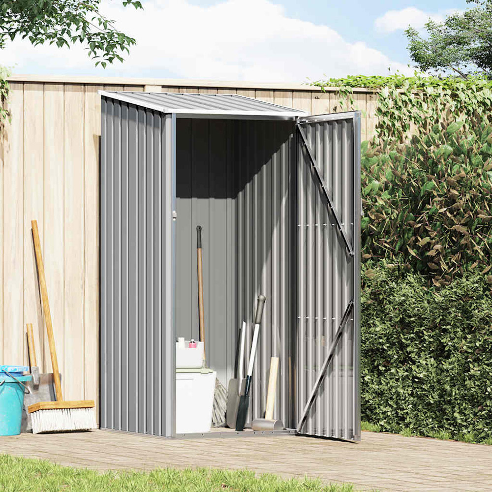 vidaXL 2.9 x 3.2ft Grey Galvanised Steel Pent Garden Shed Image 2