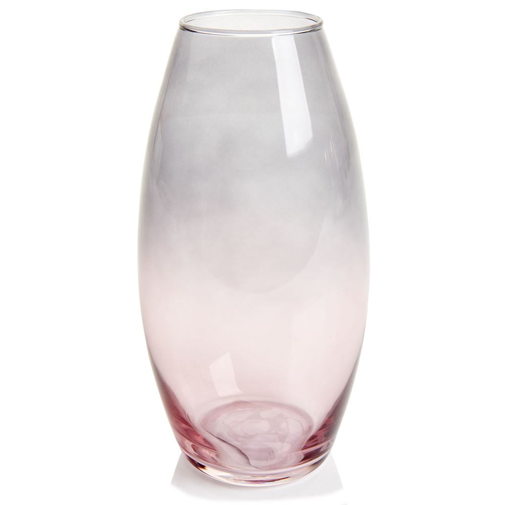Wilko Glass Ombre Pink and Grey Vase Image 1