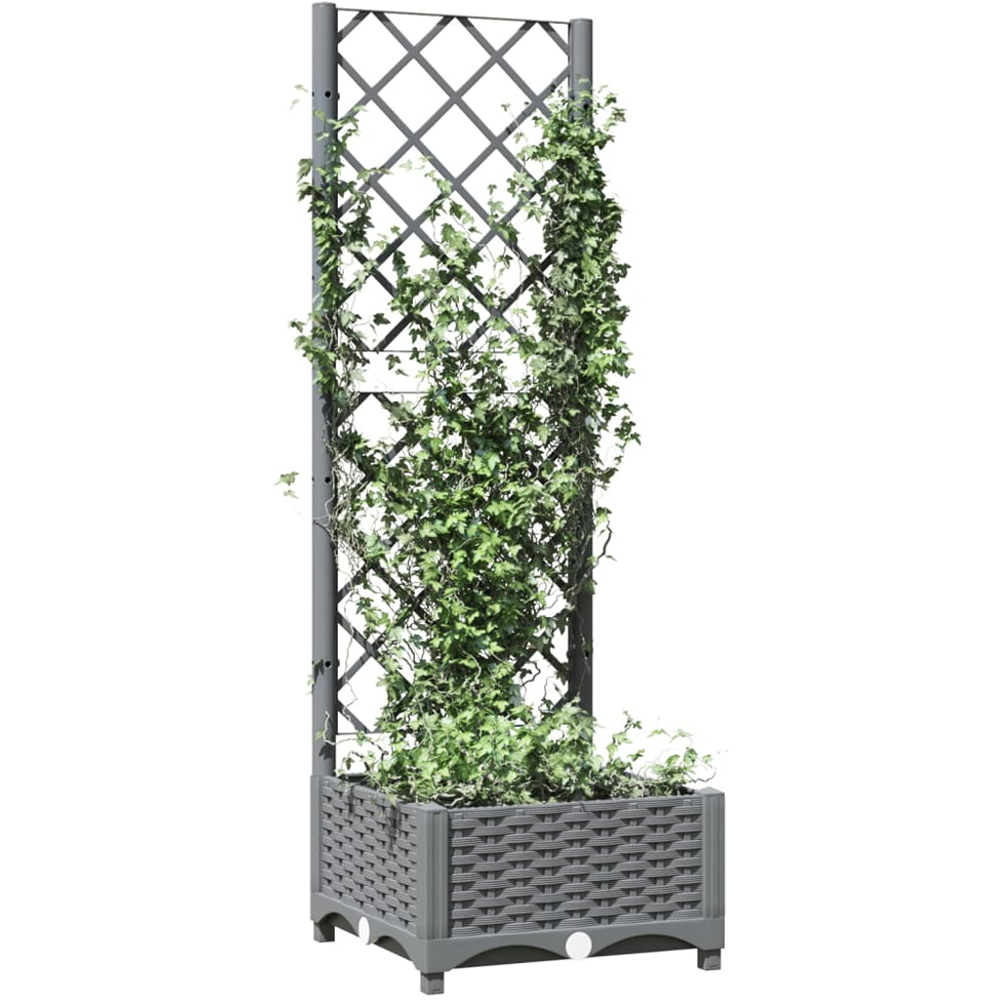 vidaXL Light Grey Polypropylene Garden Planter with Trellis 121.5 x 40 x 40cm Image 2