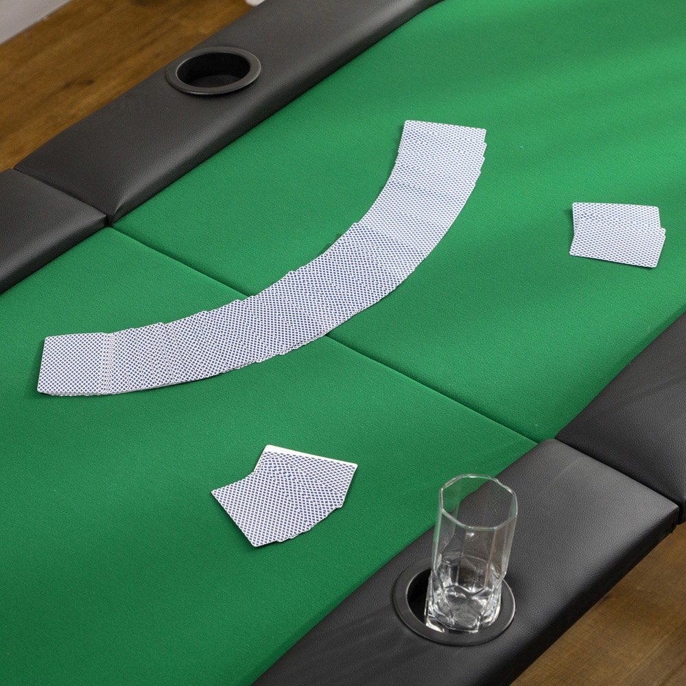 HOMCOM 8 Player Green Foldable Poker Table with Cup Holder Image 3