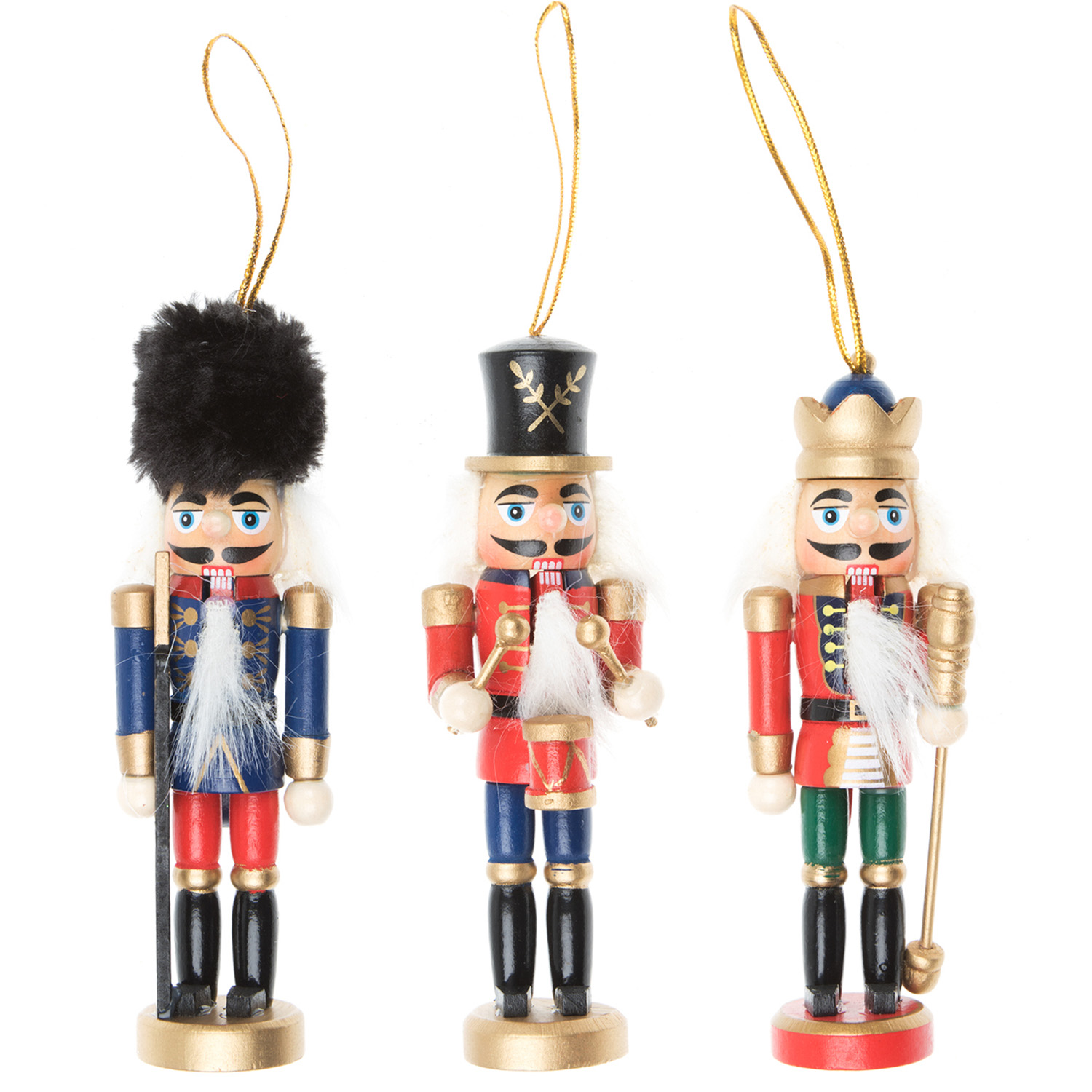 Hanging Nutcracker Decoration Ornaments 3 Pack Image