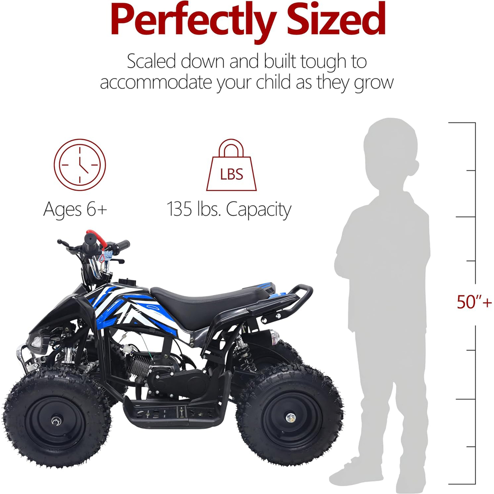 Alivio Kids Blue 49cc 2-Stroke Engine Mini Petrol Quad Bike with Disc Brakes 1.8L Image 8