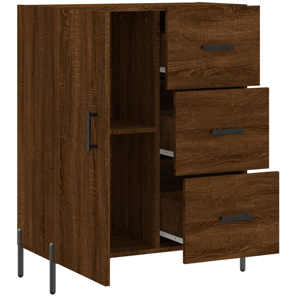 vidaXL Single Door 3 Drawer Brown Oak Sideboard Image 6