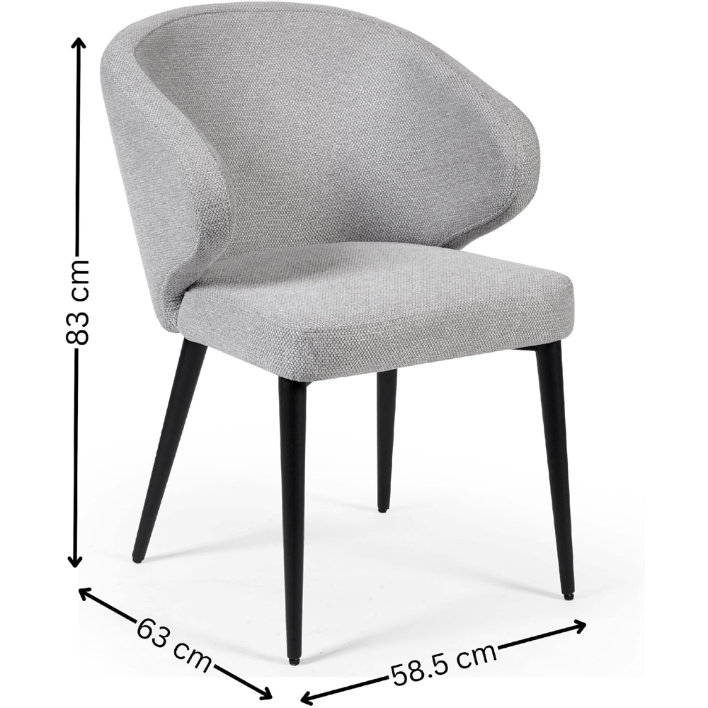 Julian Bowen Marcus Set of 2 Light Grey Fabric Dining Chair Image 9