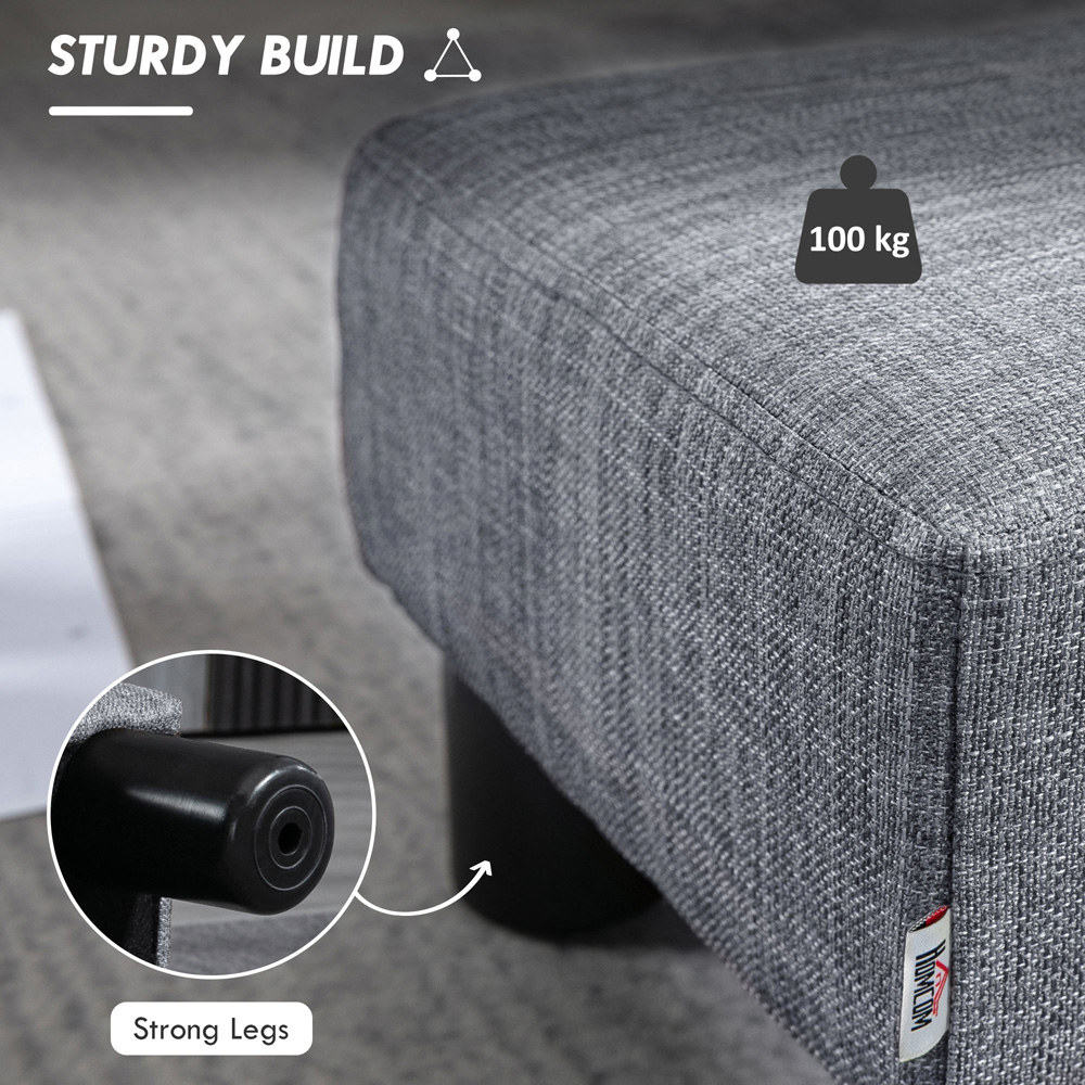 HOMCOM Small Grey Linen Fabric Footstool Image 7