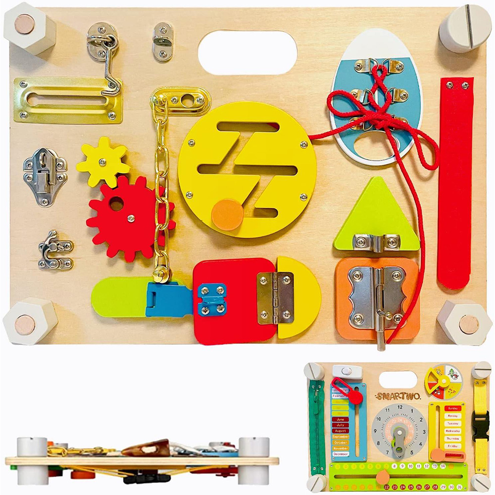 Dyzi Montessori Double Sided Busy Board Toy Image 2