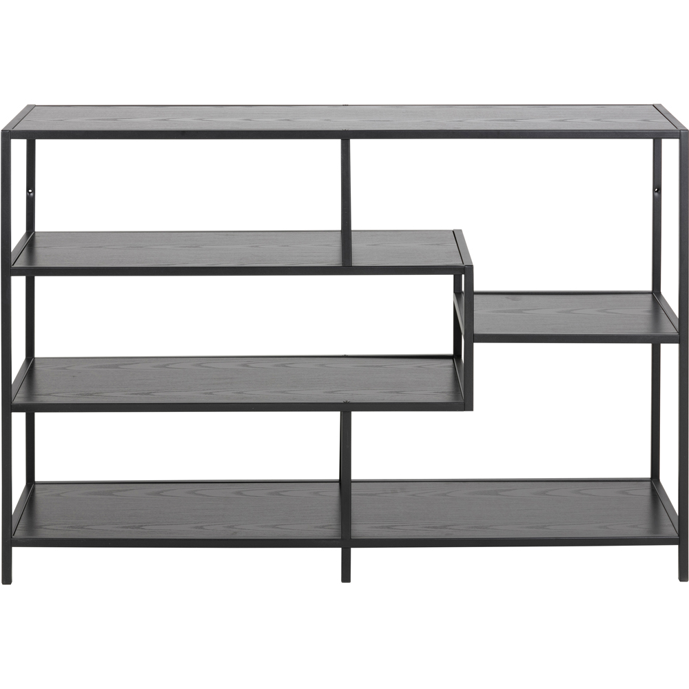 Florence Seaford 4 Shelf Black and Oak Metal Wide Bookcase Image 3