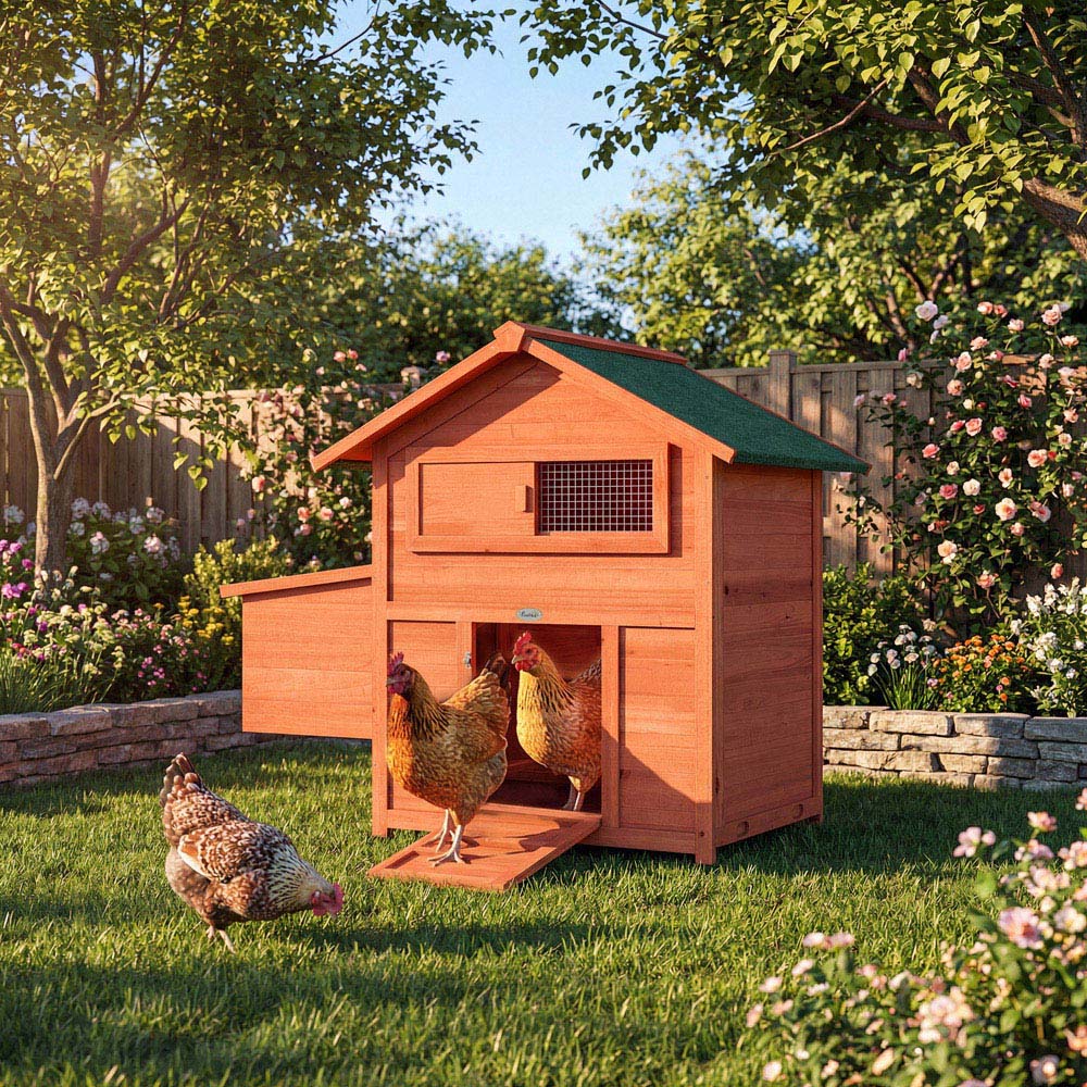 PawHut Chicken Coop with Nesting Box and Pull-Out Tray Image 2