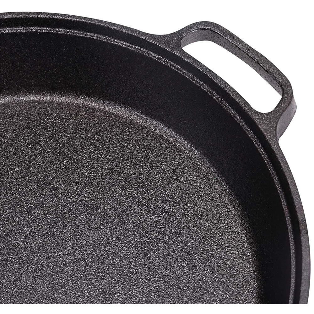 Living and Home Cast Iron Skillet with Double Handles Image 3