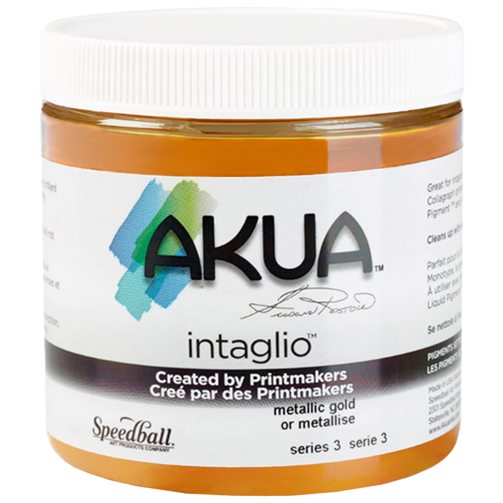 Speedball Akua Intaglio Metallic Gold Water Based Printing Ink 236ml Image