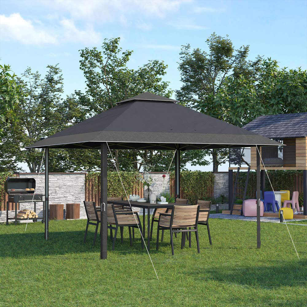 Outsunny 4 x 4m Grey Outdoor Pop Up Adjustable Gazebo with Bag Image 1
