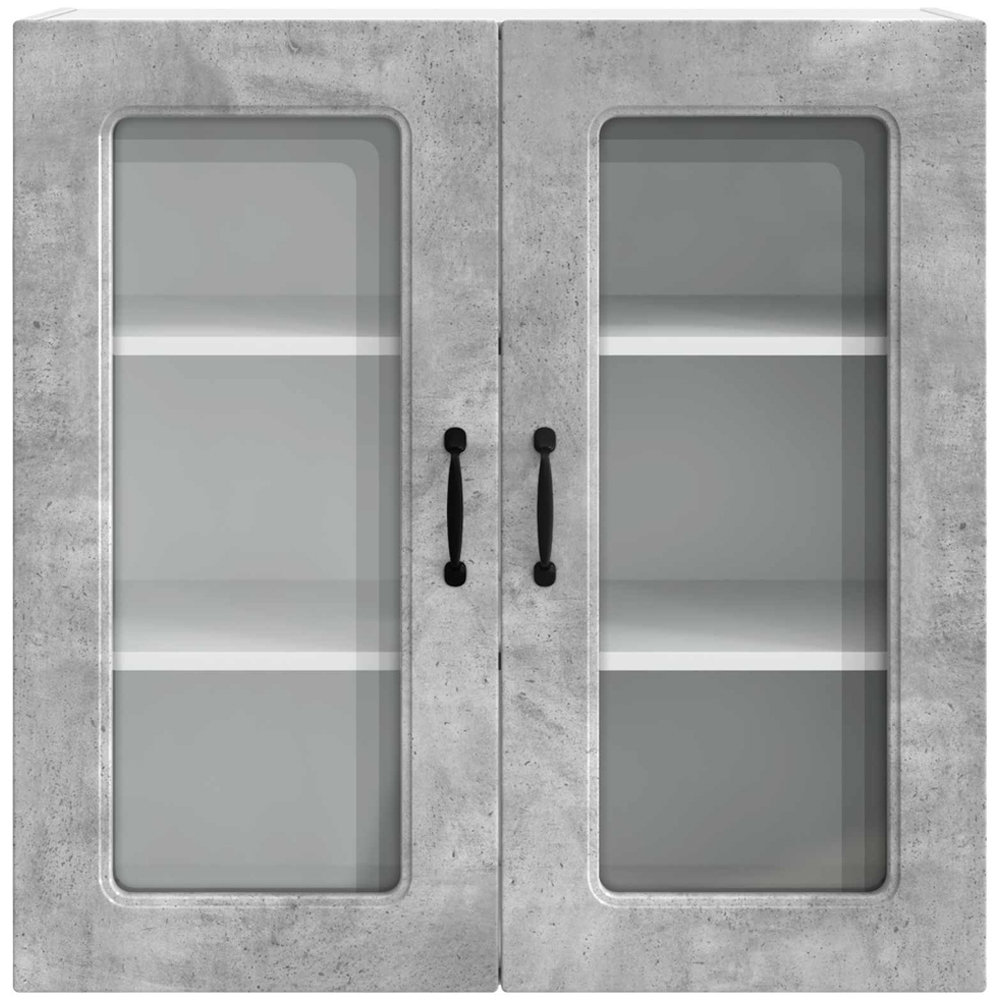 vidaXL 2 Glass Door Concrete Grey Kitchen Wall Cabinet Image 4