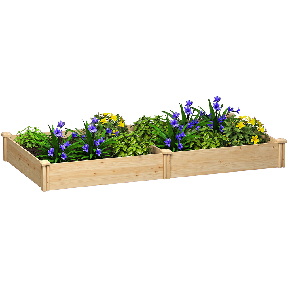 Outsunny Wooden Raised Garden Bed with Divider and Open Bottom 26 x 121 x 235cm Image 1