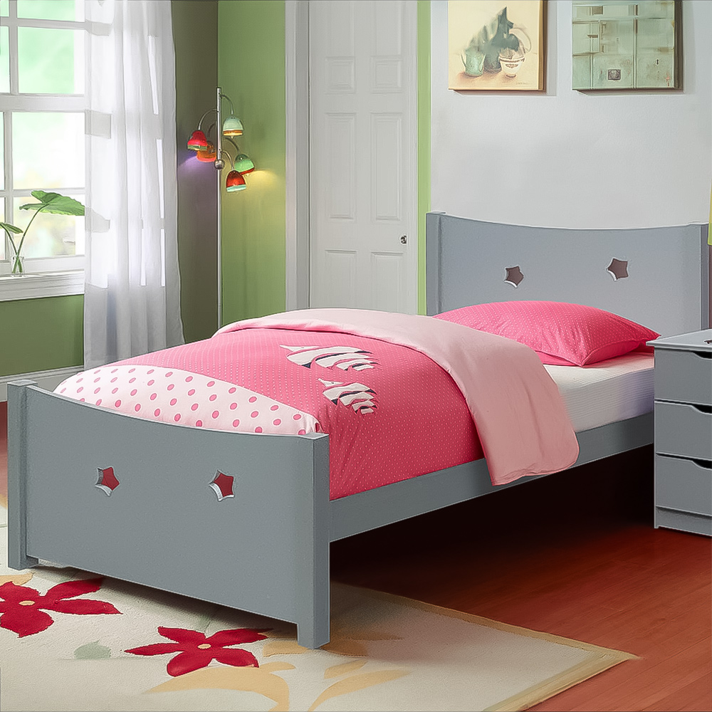 Brooklyn Single Grey Wooden Star Childrens Bed Frame Image 1