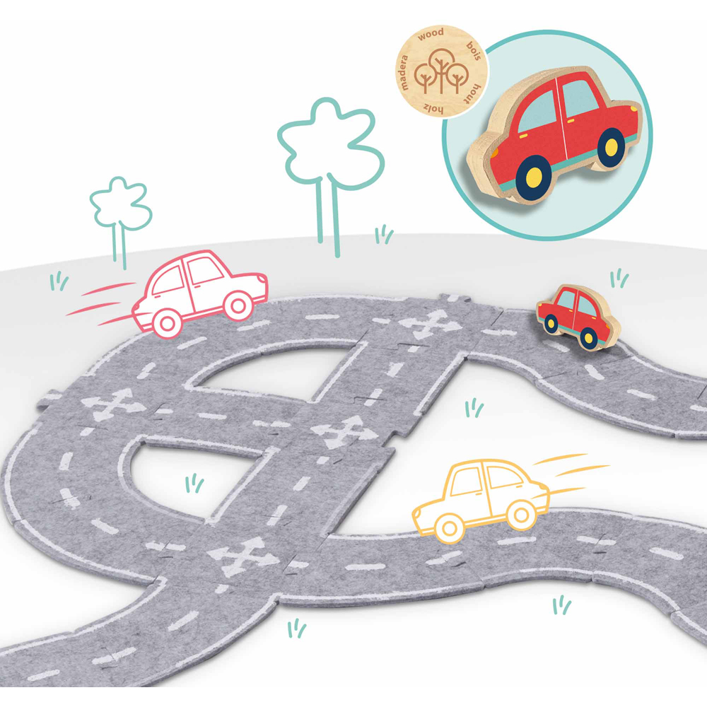 SES Creative Tiny Talents 40-Piece Felt Road Circuit Set with Car Image 2