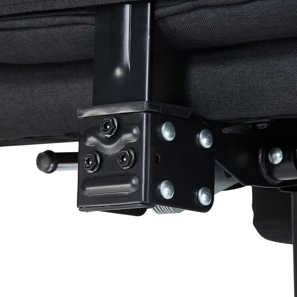 Living and Home Black Linen Ergonomic Reclining Office Chair with Footrest Image 6