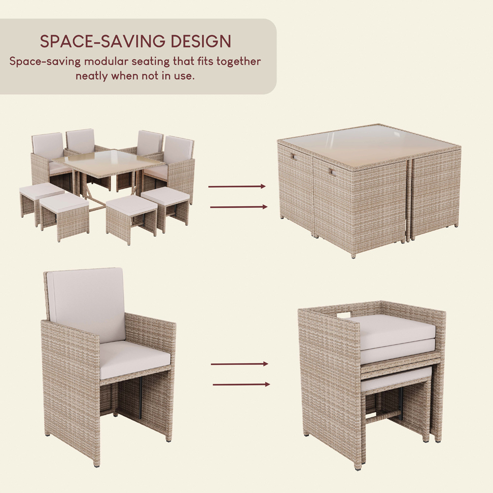GARDEN VIDA Cuba 8 Seater Natural PE Rattan Garden Dining Set Image 7