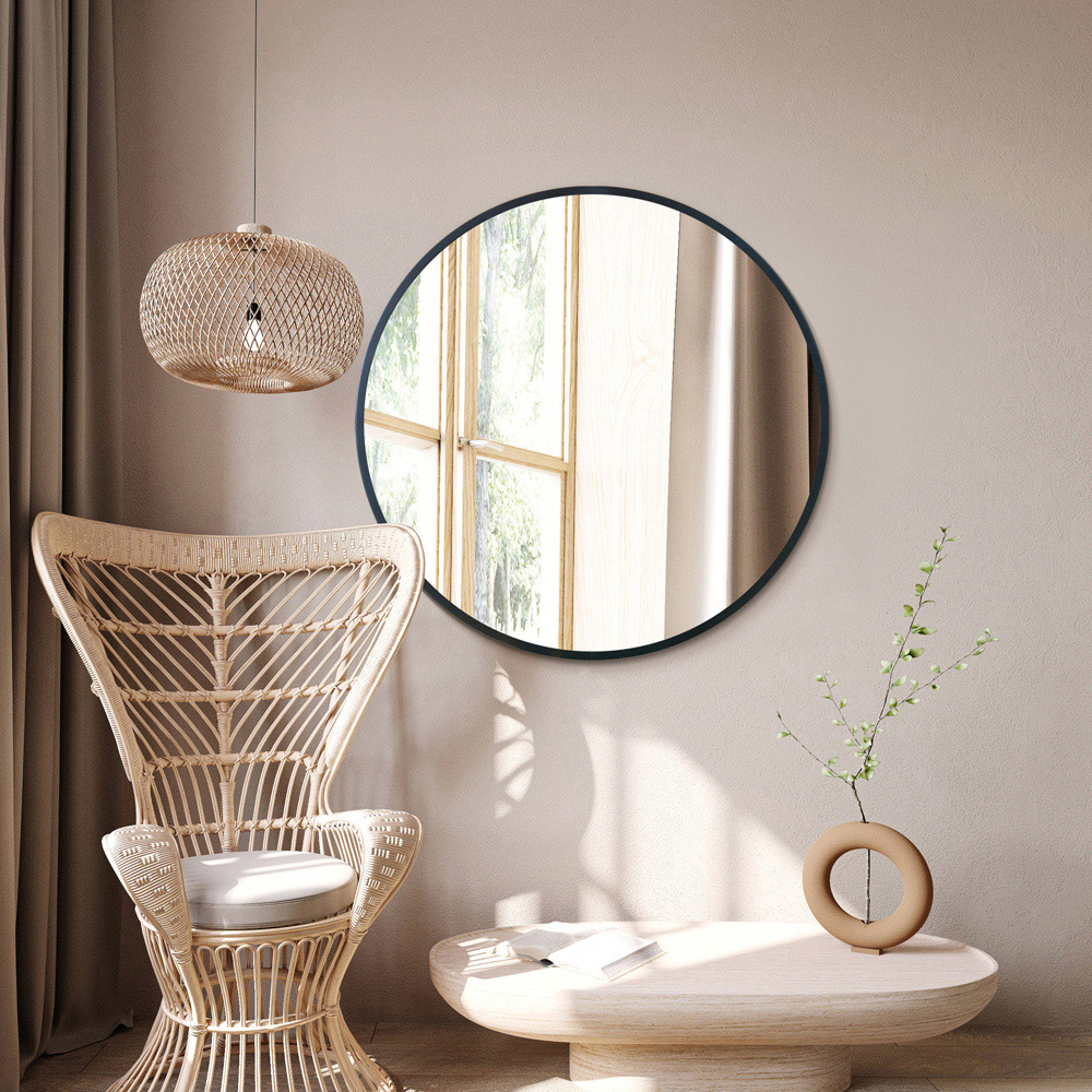 The Fenestra Black Metal Wall Mirror 90 x 90cm Image 2