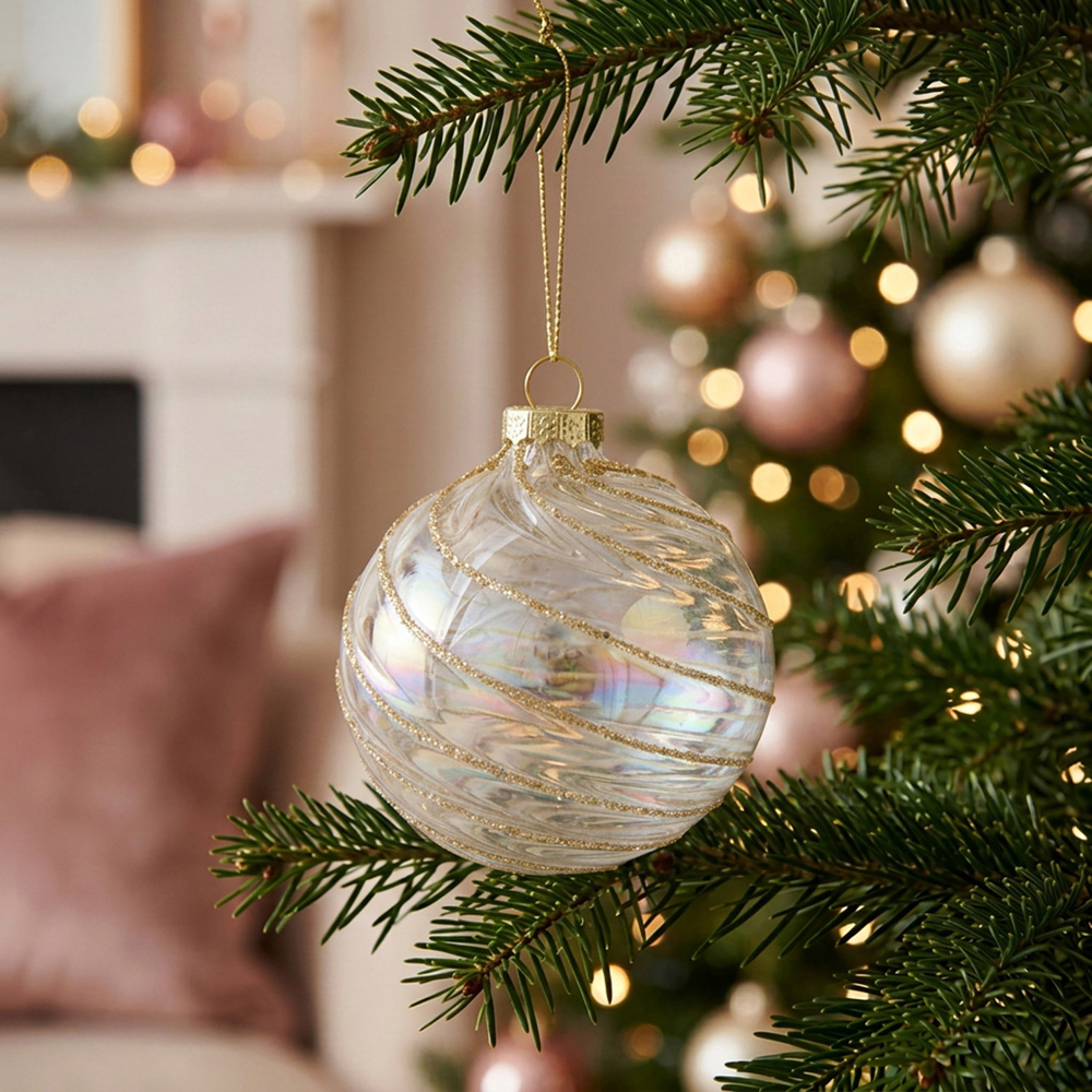 Iridescent Gold Glitter Bauble Image 5