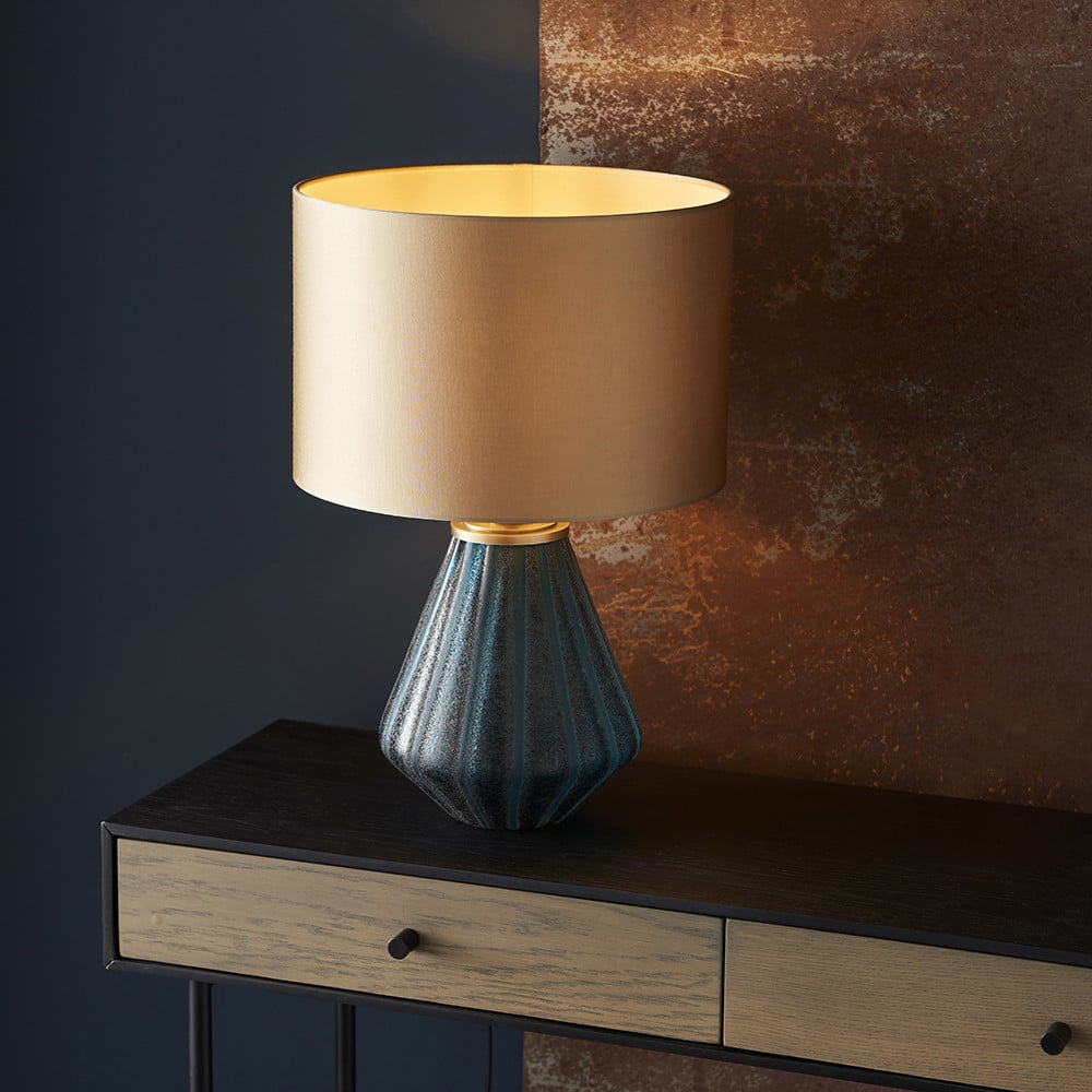 Merano Courmayeur Gold and Turquoise Tinted Glass Table Lamp Image 5