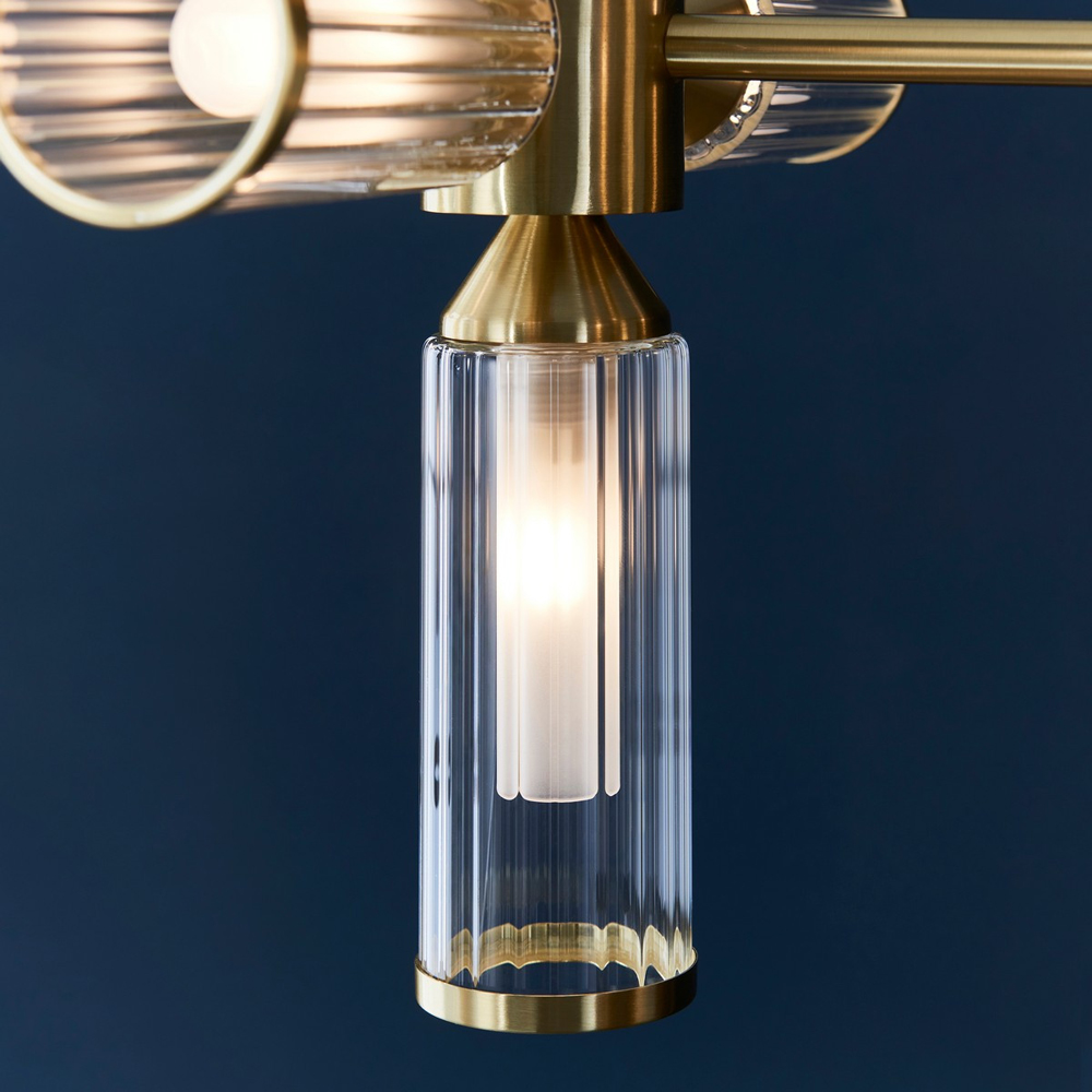 Merano Trieste Clear Frosted Glass Satin Brass Plate Bar Pendant Ceiling Light Image 5