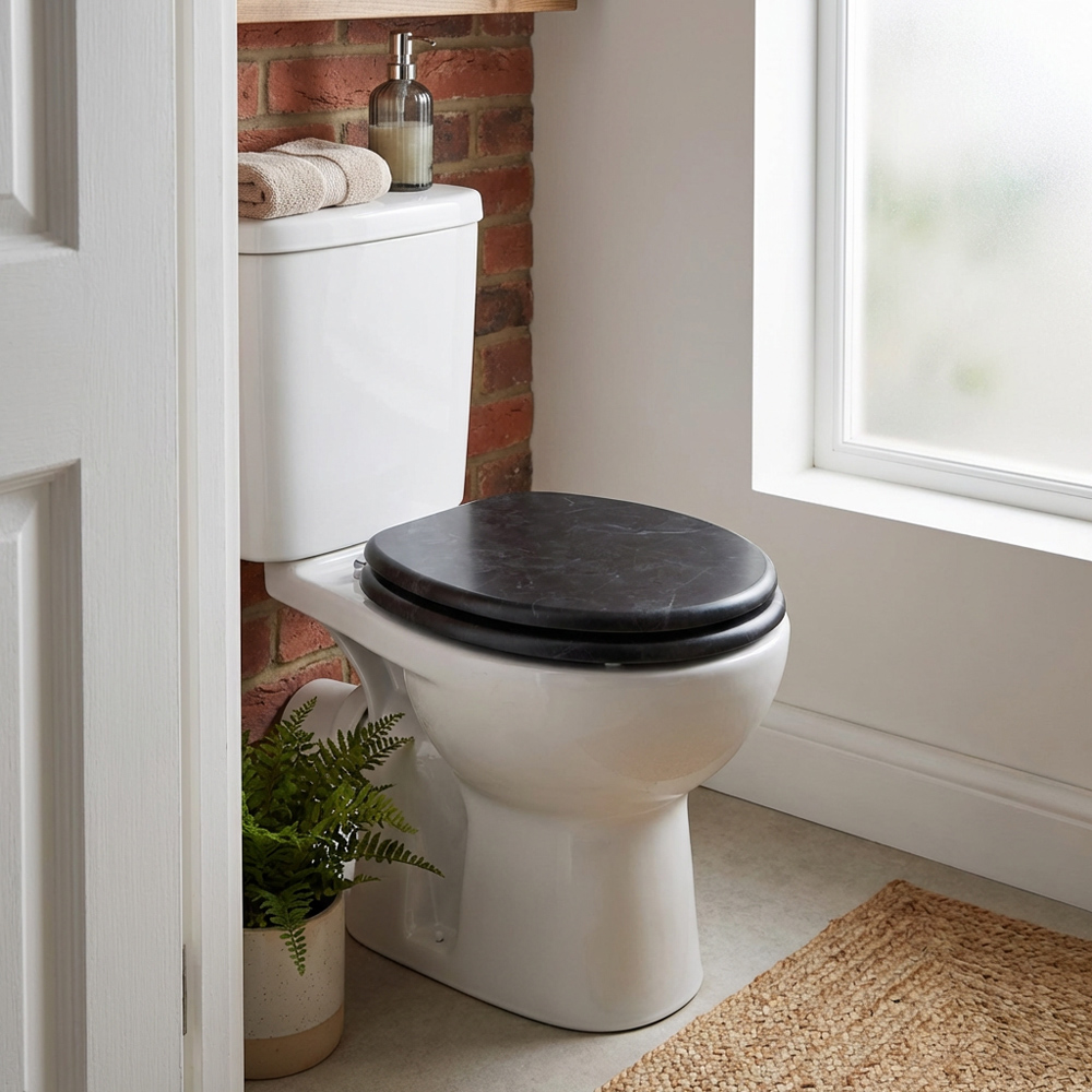 Black Marble MDF Toilet Seat Image 4