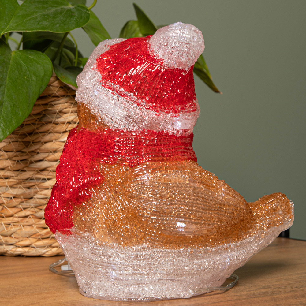 Samuel Alexander Acrylic Robin LED Christmas Decoration 19cm Image 4