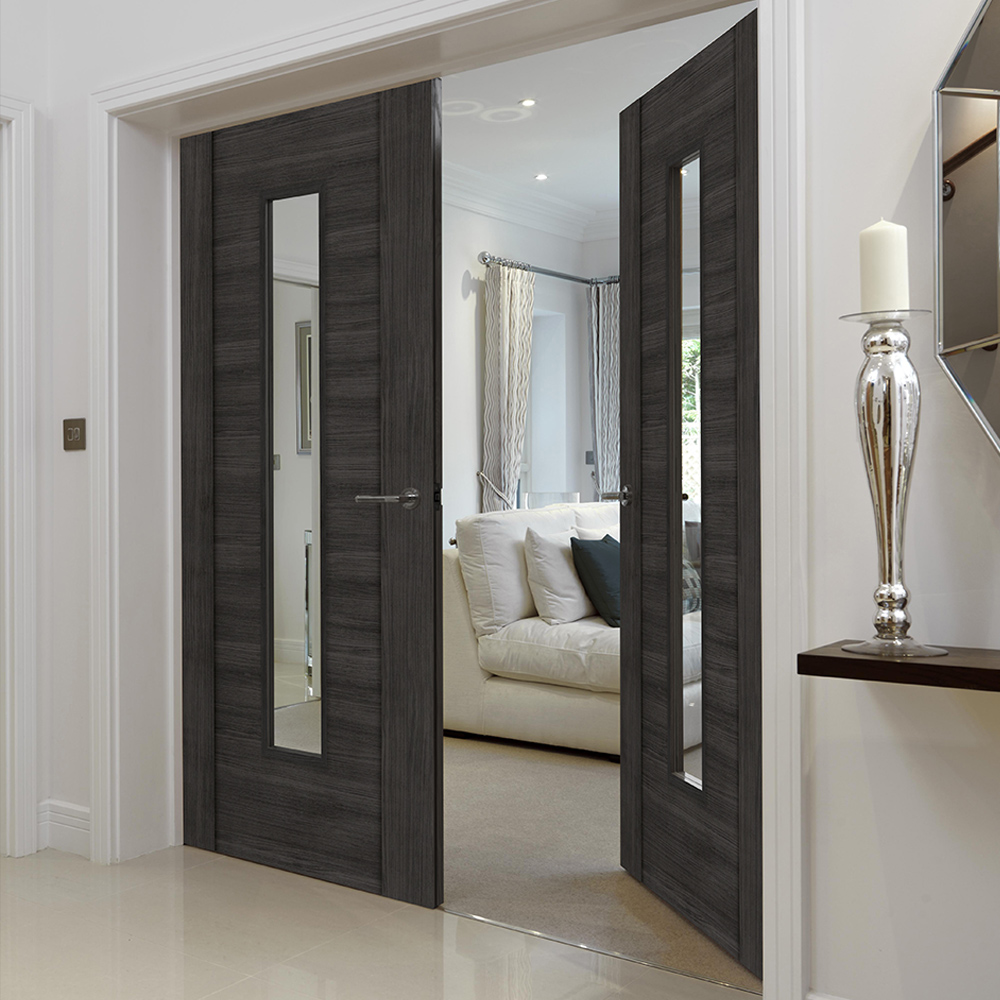 JB Kind Alabama Dark Grey Glazed Laminated Internal Door 1981 x 838mm Image 2