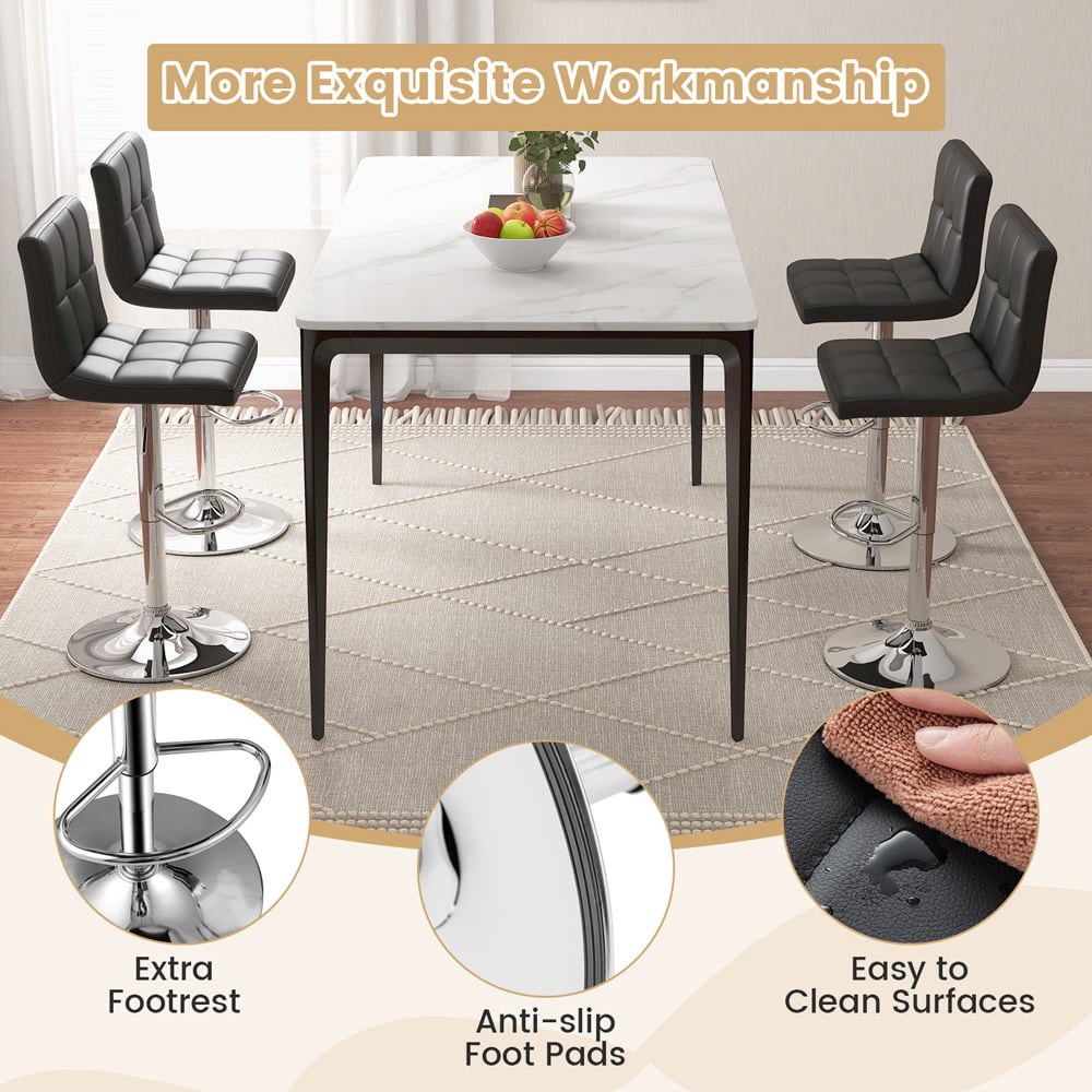 Costway Black PU Leather Bar Stool Set of 2 Image 5