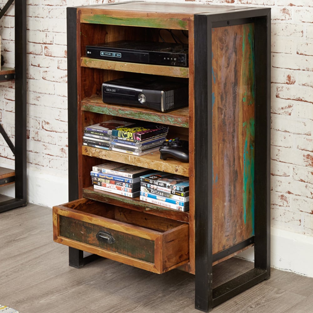 Baumhaus Urban Chic Single Drawer 4 Shelf Entertainment Cabinet Image 3
