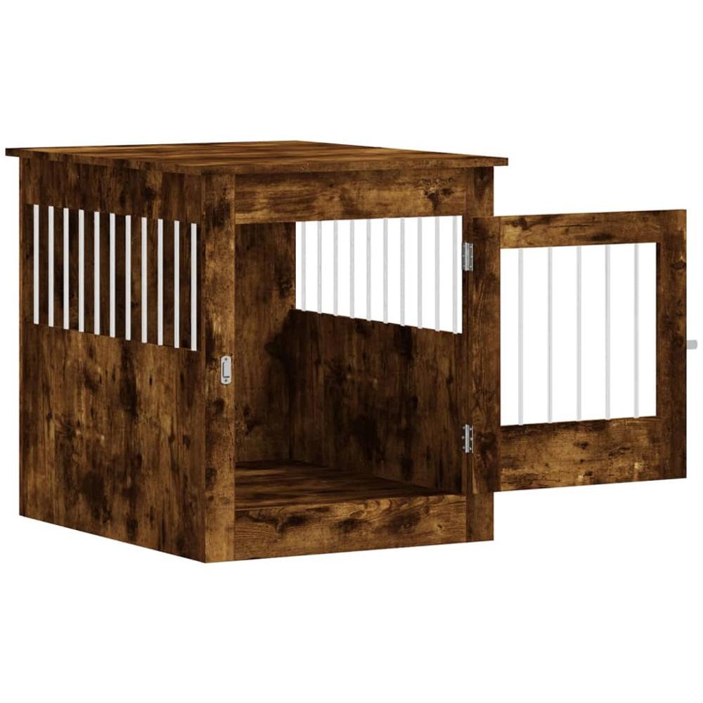 vidaXL Smoked Oak Processed Wood Dog Crate Furniture 64.5 x 80 x 71cm Image 5