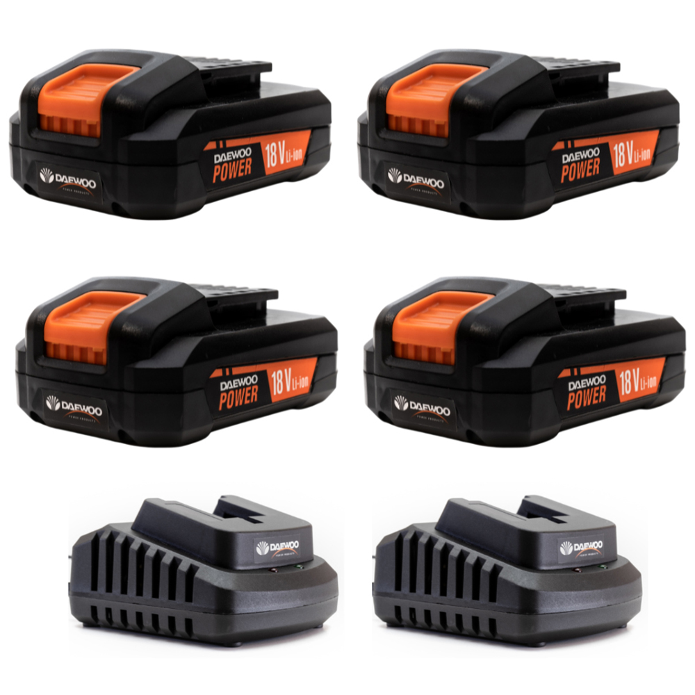 Daewoo U-Force 18V 4 x 2.0Ah Lithium-Ion Batteries with Charger Image 1