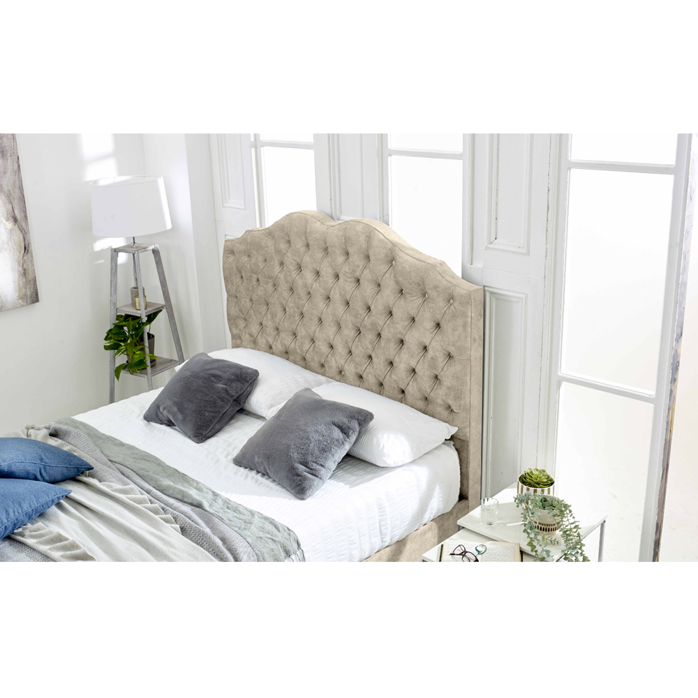 Eleganza Kenwood Double Pearl Marble Fabric Bed with Waved Headboard Image 3