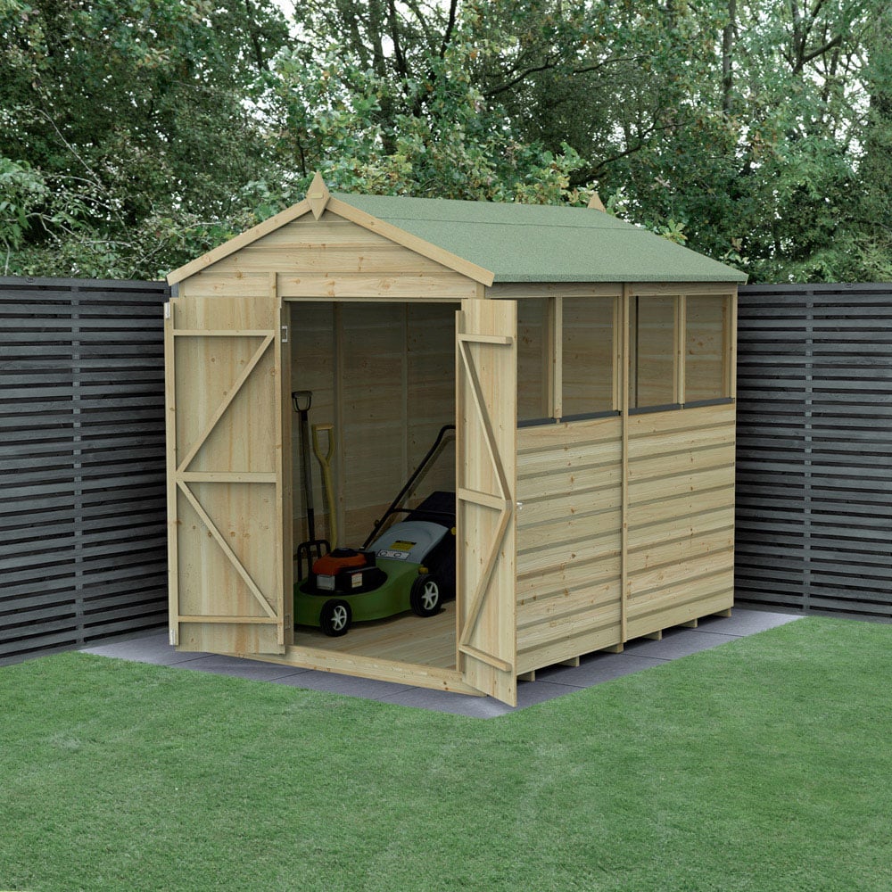 Forest Garden 6 x4ft Beckwood Double Door 4 Window Apex Shed Image 2