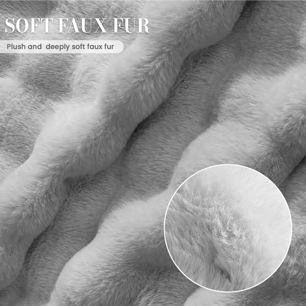 Sweet Dreams Alpine Double Silver Faux Fur Fitted Sheet Image 3