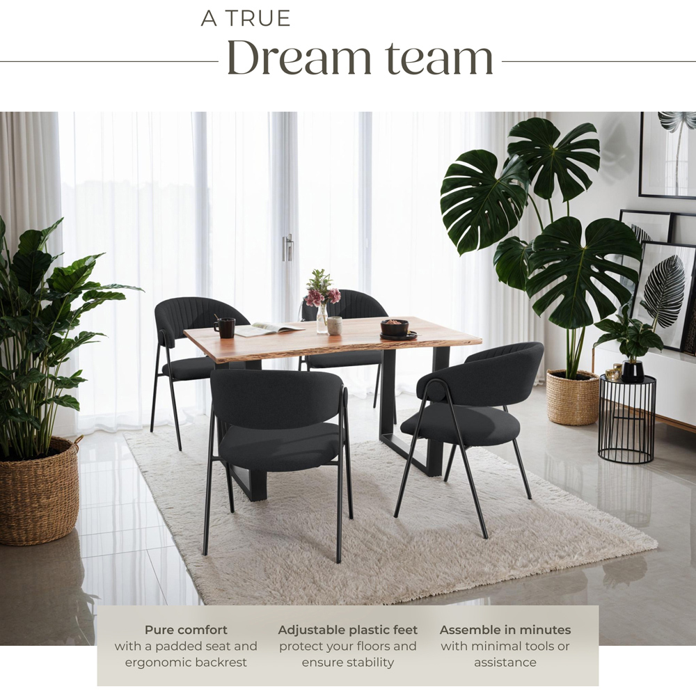 tectake Bedano Set of 4 Black Dining Chair Image 5