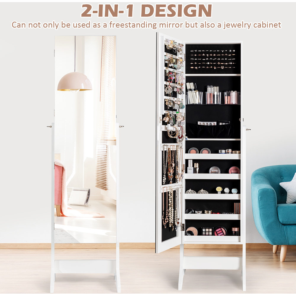 Costway White Free Standing Jewellery Cabinet Image 4