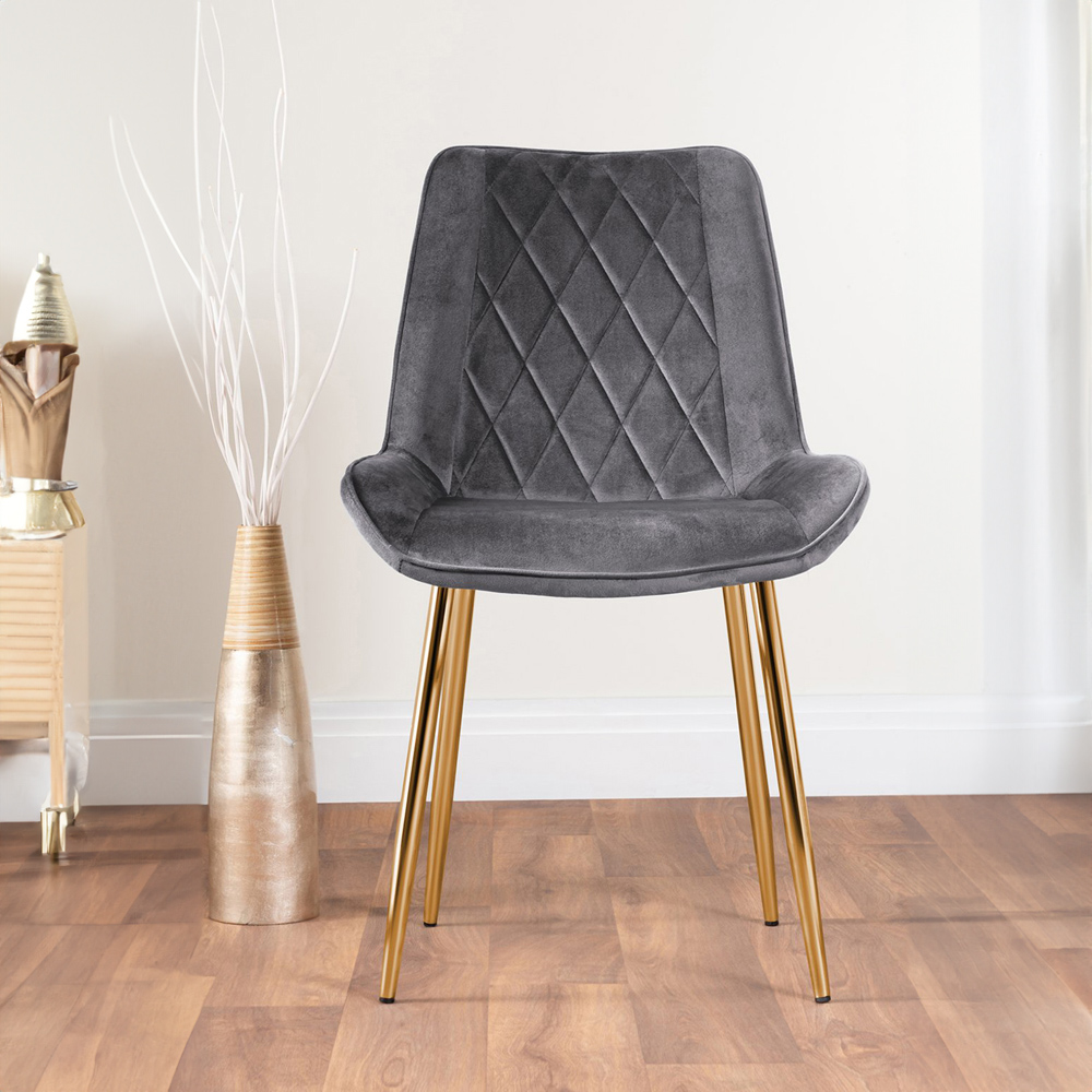 Furniturebox Tavolo Cesano 6 Seater Dining Set Gold and Grey Image 3