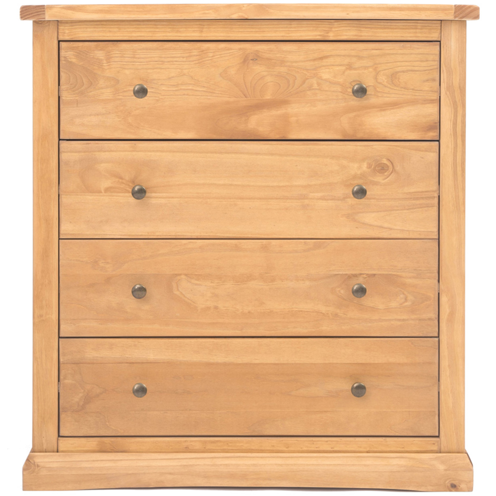 Lucca 4 Drawer Antique Wax Finish Chest of Drawers with Brass Knobs Image 2