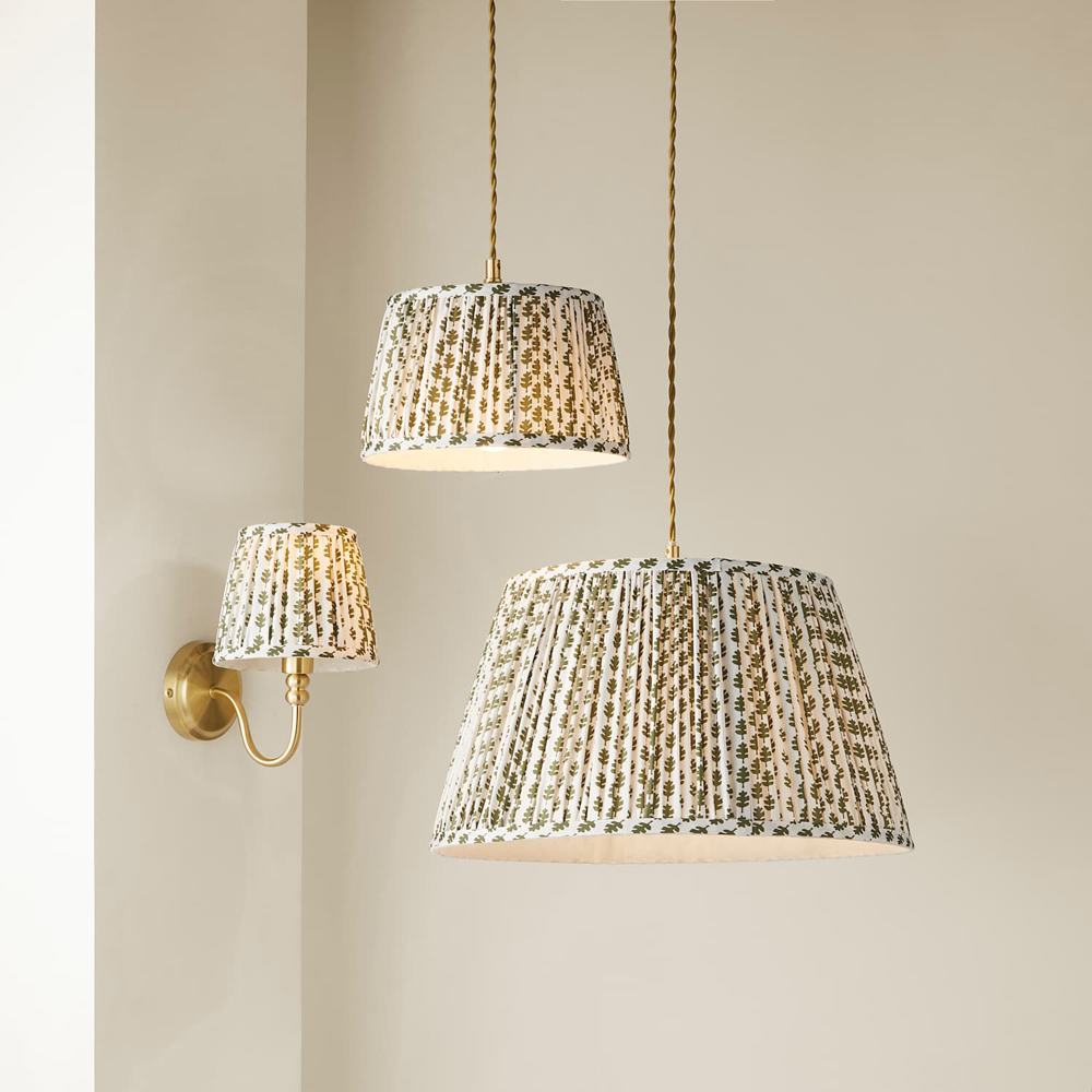 ValueLights Grange Green Floral Pleated Small Pendant Shade Image 7